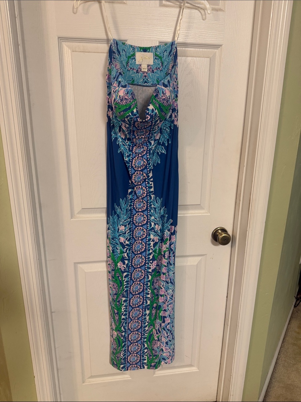 Lilly Pulitzer Strapless Blue Floral Print Maxi Dress